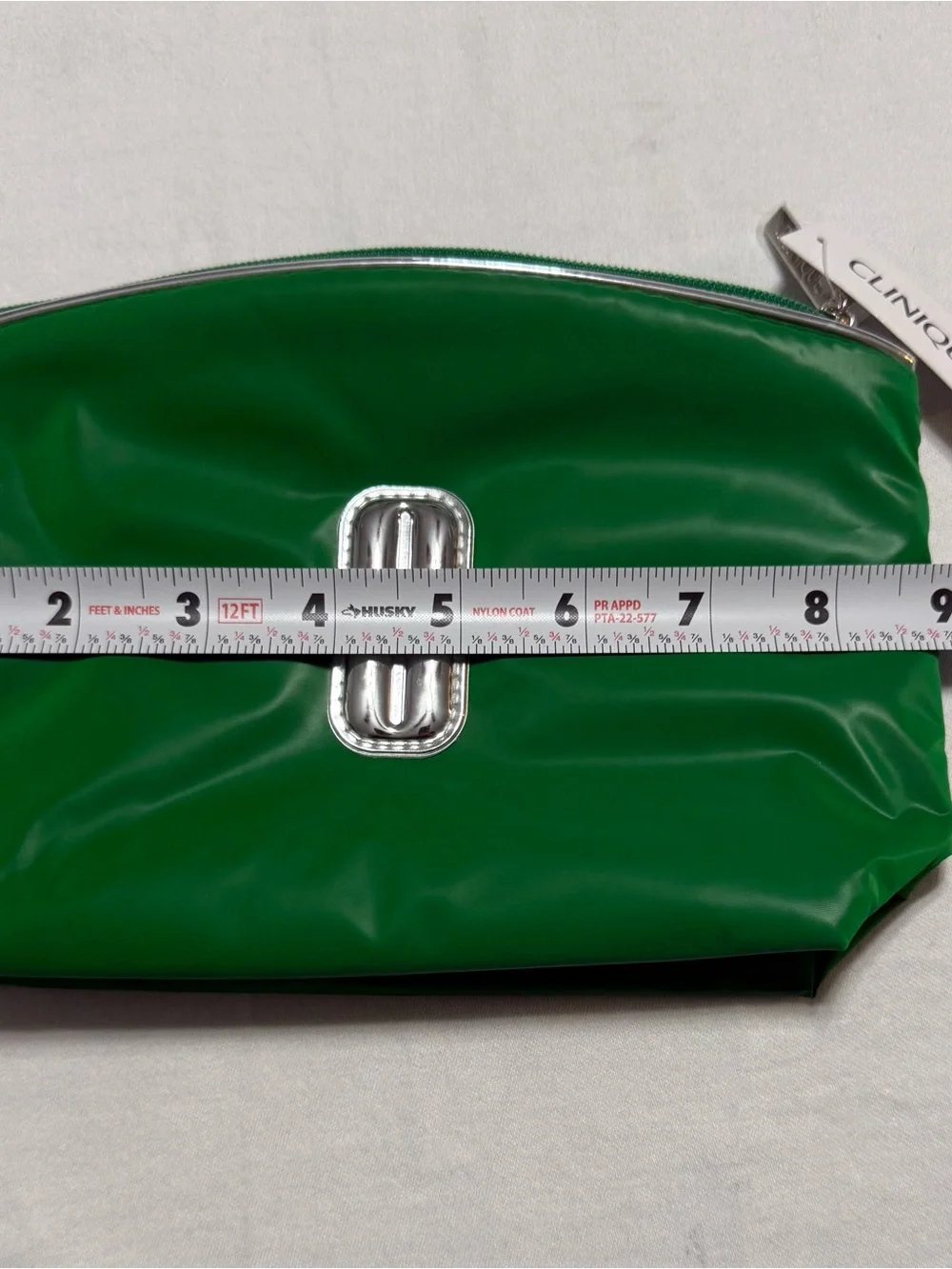 Clinique Emerald Green Cosmetic Case with Silver Emblem